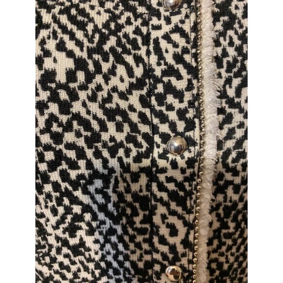 WHBM Womens Cardigan Sweater Black White Silver Trim Small S Stretch - Picture 7 of 7